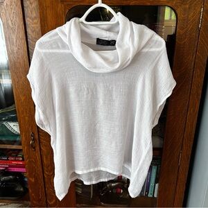 Gaya Women’s Silk and Cotton Blend White Cowl Neck Blouse